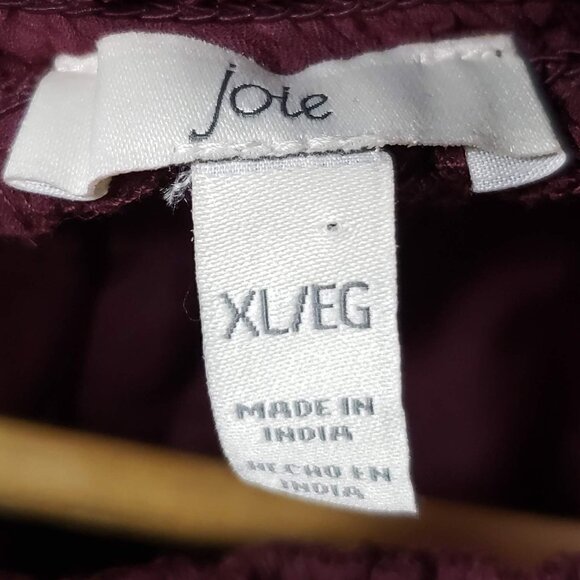 Joie Smocked Top Women's Puff Long Sleeve Layered Buttoned Back Neck XL - Picture 6 of 7